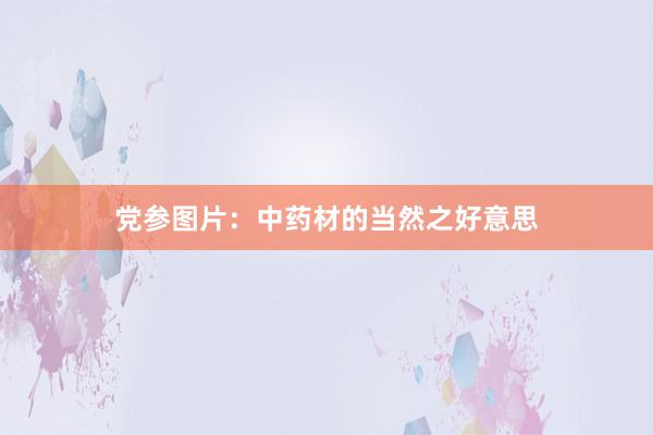 党参图片：中药材的当然之好意思